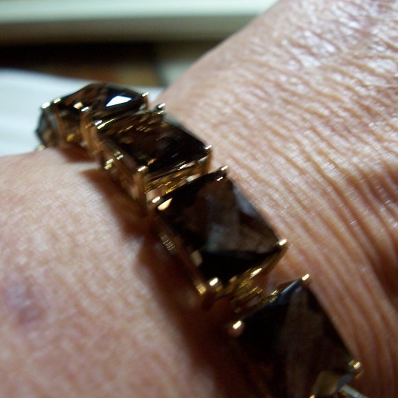 10K Gold Smoky Quartz Bracelet - Picture 8 of 11
